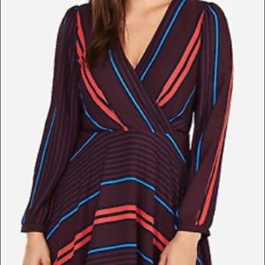 Never worn flattering Express fit & flare dress in beautiful striped print